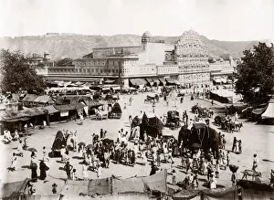 Jaipur Prints: c. 1890s India - street scene in Jaipur Jeypore