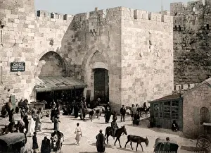 Judaism Prints: c. 1890s Jaffa Gate Jerusalem - sign for Thomas Cook office