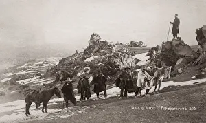 c. 1890s Mexico - travellers Popocatepetl volcano