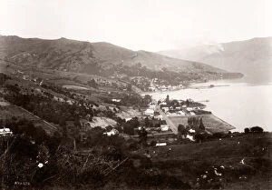 New Zealand Collection: c. 1890s New Zealand - the harbour at Akaroa