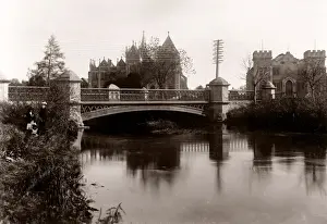 New Zealand Prints: c. 1890s New Zealand Victoria Bridge Supreme Court, Christchurch