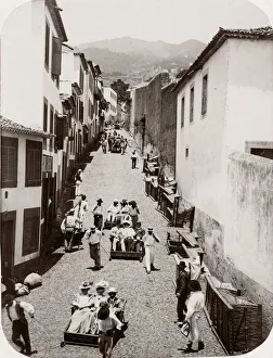 c. 1890s Portugal Madeira - sledges in the street