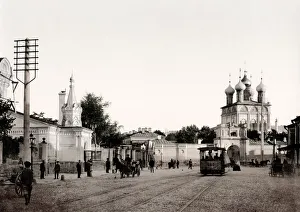 Photochrome Prints: c. 1890s Russia street with tram