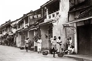 c. 1900 Batavia Jakarta Indonesia Dutch East Indies - street scene in Chinatown