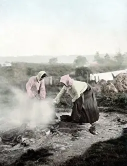 c. 1900 New Zealand - Maori women cooking thermal spring