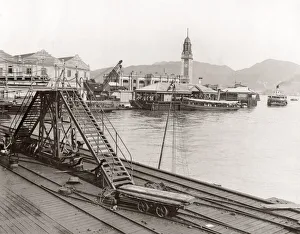 Perdestrian Prints: c. 1900s - on the waterfront at Hong Kong - wharves