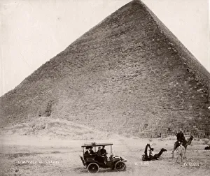 c. 1910 - early motor car at the Great Pyramid, Egypt