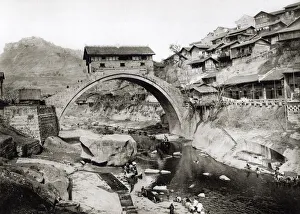 Grandeur Prints: c. 1920 China - Yangtze River - Bridge at Wan Hsien
