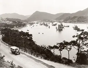 Perdestrian Prints: c. 1930 - Hong Kong - bus crossing the island to Aberdeen