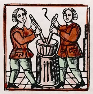 Medicines Prints: C17 Apothcaries / Woodcut