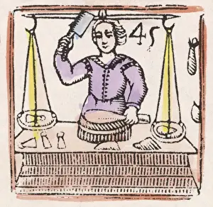 Wood Cut Prints: C17 Butcher / Woodcut / 45