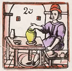 Ceramics Prints: C17 Potter / Woodcut