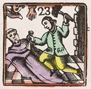 Wood Cut Prints: C17 Sculptor / Woodcut / 23
