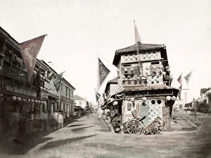 Meiji Gallery: c.1880 Japan - street corner in the Chinese Quarter of Yokohama