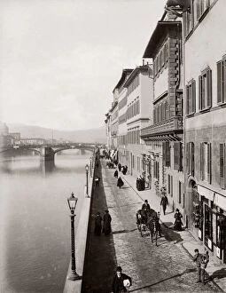c.1880s Italy - along the river Arno Florence