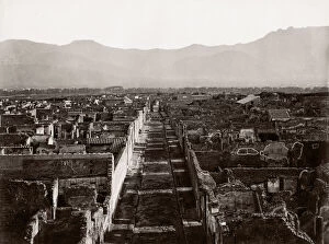 c.1880s Italy - view among the ruins of Pompeii