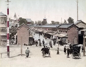 c.1880s Japan - street of shops Asakusa Tokyo