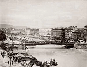 Vienna Collection: c.1900 Austria Vienna city view with Stephanie Bridge