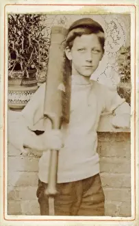 Delightful Prints: Cabinet Photograph - Young Boy with cricket bat