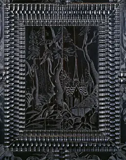 Cabinet on stand, detail