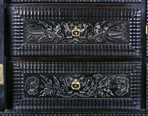 Cabinet on stand, detail Cabinet on stand, detail