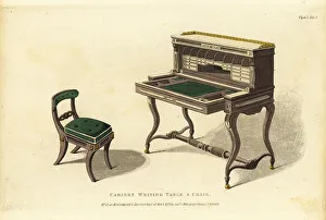 Furnishings Prints: Cabinet writing table and chair, 1810