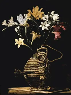 Flask Prints: CAGNACCI, Guido (1601-1681). Flowers in a Flask