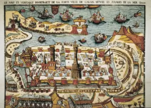 Xylographies Prints: Calais in 1538. Xylography. ITALY. Milan. Civica