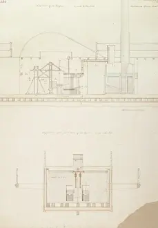Boilers Prints: Caledonia steam boat, side view of an engine