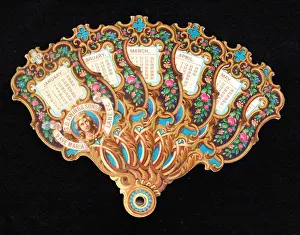 Calendars Prints: Calendar for 1872 in the form of a fan