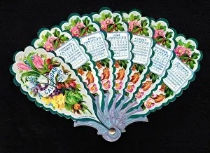 Calendar for 1875 in the form of a fan