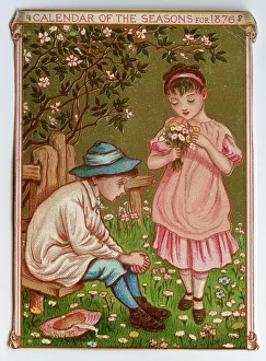 Daisies Prints: Calendar of the Seasons for 1876 by Kate Greenaway