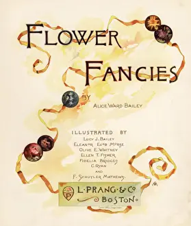 Prang Prints: Calligraphic title page with ribbons and ornaments