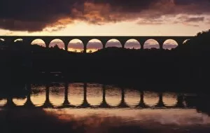Images Dated 10th April 2017: Calstock Viaduct at sunset, River Tamar, Cornwall