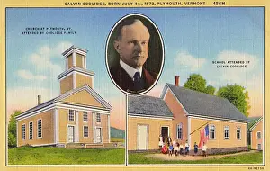 Inset Prints: Calvin Coolidge church and school, Plymouth, Vermont, USA