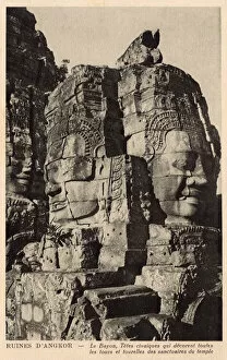 Angkor Gallery: Cambodia - Angkor Wat - Two massive carved heads