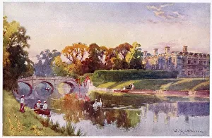 Cambridge Prints: Cambridge: Clare College drawn in the Autumn from across the river. Date: 1907