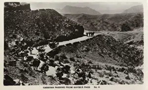 Khyber Prints: Camel Caravan passing from the Khyber Pass