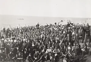 Camp of British army soldiers, large crowd