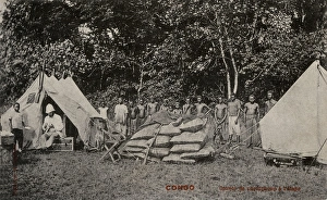 Physician Gallery: Camp of a European mission doctor in French Congo