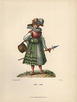 Girdle Gallery: Camp follower from the 17th century, with lance and basket