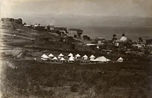 Domes Prints: Camp on hill above Tiberias, Sea of Galilee, Israel, WW1