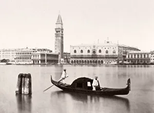 Campanile, Doges Palace, gondola gondolier, Venice, Italy
