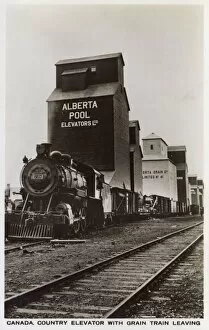 Alberta Gallery: Canada - Country Grain Elevator - Train leaving