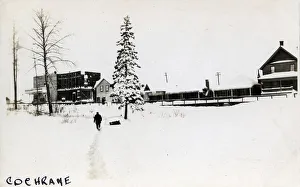 Images Dated 24th June 2020: Canada - Ontario - Mining Town - Cochrane - Panoramic view with snow-covered mountains