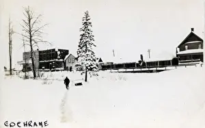 Snow Covered Prints: Canada - Ontario - Mining Town - Cochrane - Panoramic view with snow-covered mountains