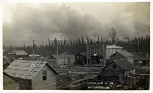 Images Dated 24th June 2020: Canada - Ontario - Mining Town - South Porcupine - A fire behind a Supply Store on Julyy