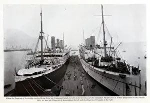 Two Canadian Pacific cruise liners at terminus, Hong Kong