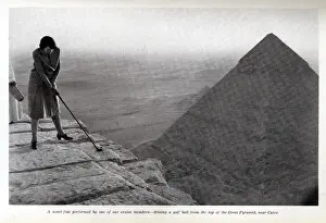 Canadian Pacific cruise passenger playing golf, Egypt