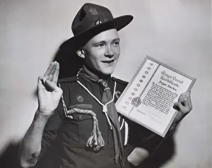Achievement Prints: Canadian scout with Kings Scout certificate